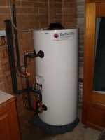 Solar hot water system storage tank.