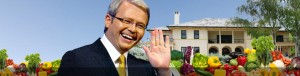 Kevin Rudd would be this happy all the time if he had a vegie patch!